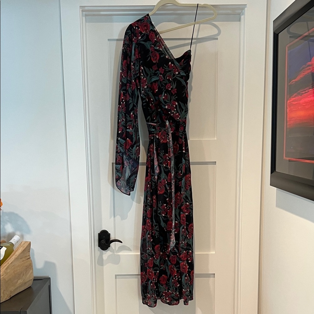 Floral Black and Red Women's Dress